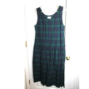 Lanz Originals Tartan Plaid Cotton Flannel Vintage Jumper Dress sz 8
